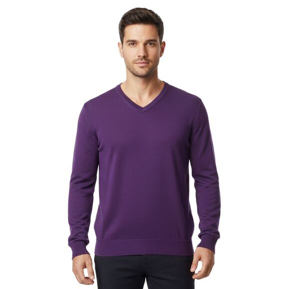 Maglierie di Perugia Cashmere Silk Blend Mens Blue V-Neck Sweater-S